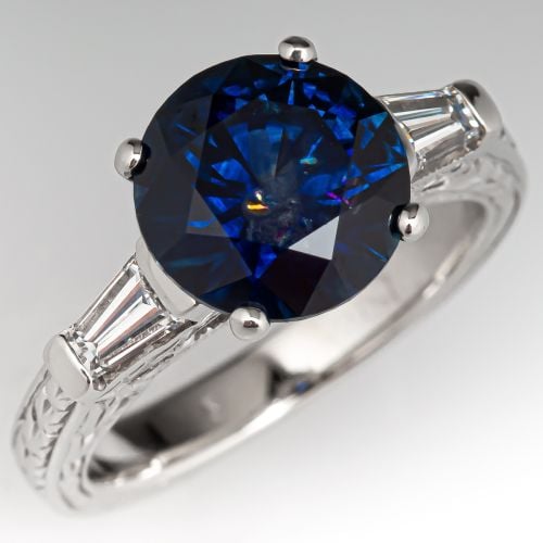 Montana Sapphire Engagement Ring w/ Diamond Accents 14K White Gold