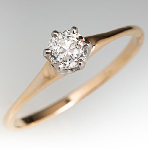 Vintage Diamond Solitaire Engagement Ring 14K Yellow Gold .47ct H/SI1