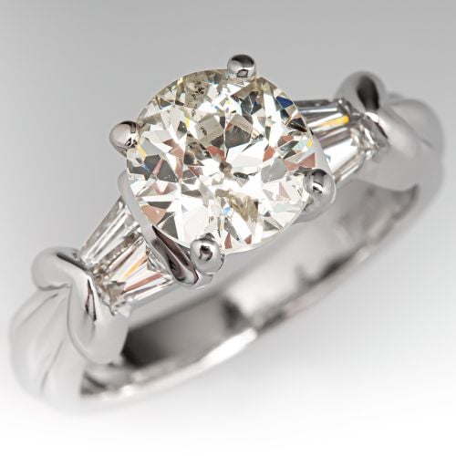 2 Carat Verragio Engagement Ring w/ Old Euro Diamond Platinum 2.00ct L/I1 GIA
