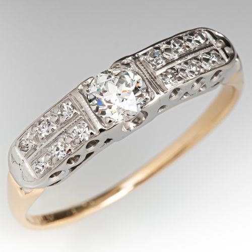 1940's Diamond Ring 14K Two Tone Gold