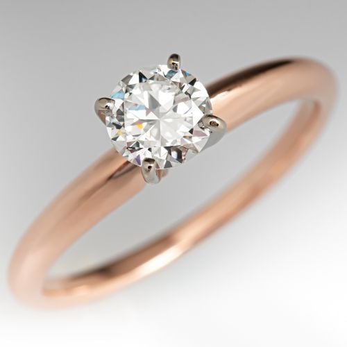 Diamond Solitaire Engagement Ring 14K Rose Gold .52ct I/SI2 GIA