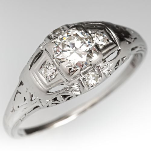 Belais Brothers Diamond Engagement Ring 18K White Gold .40ct H/SI2