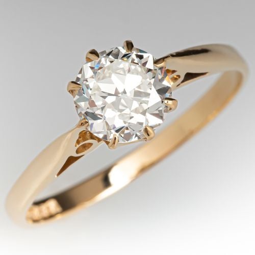 1978 England Hallmark Diamond Engagement Ring Yellow Gold 1.20ct L/SI1 GIA