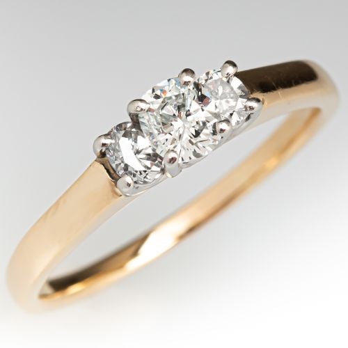 Three Stone Diamond Engagement Ring 14K Yellow Gold & Platinum .31ct F/I1