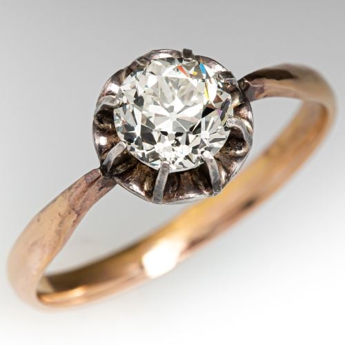 Late Victorian Diamond Engagement Ring .93ct O-P/VS2 GIA