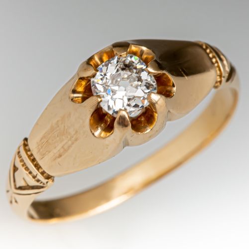 Buttercup Style Diamond Engagement Ring 14K Yellow Gold .33ct F/I1