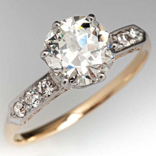 Vintage Diamond Engagement Ring 14K Two Tone Gold 1.87ct L/I2