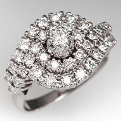 Beautiful Diamond Ring w/ Double Halo White Gold