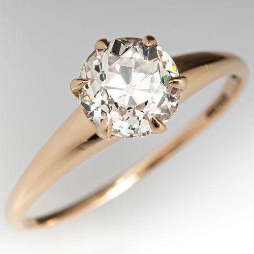 Diamond Solitaire Engagement Ring Yellow Gold 1.27ct N/VS1 GIA