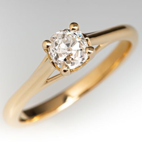 Diamond Solitaire Engagement Ring 14K Yellow Gold .63ct K/VS2 GIA