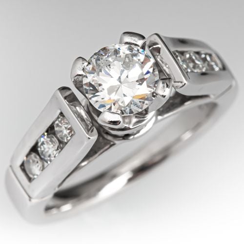Diamond Engagement Ring w/ Accents 14K White Gold .79ct E/SI2