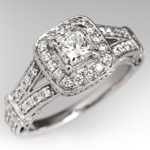 Vera Wang Diamond Engagement Ring w/ Accents 14K White Gold .37ct F/VS1