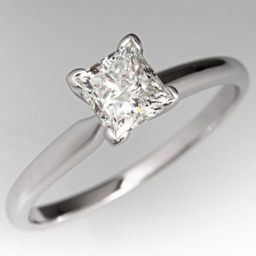Princess Cut Diamond Engagement Ring 14K White Gold .73ct H/I1