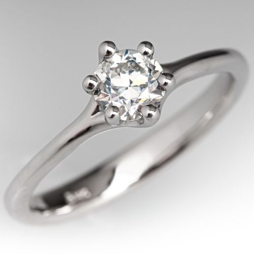 1/2 Carat Diamond Solitaire Engagement Ring 14K White Gold .52ct G/SI1 GIA