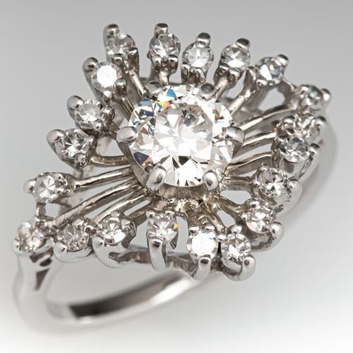Beautiful Vintage Transitional Cut Diamond Engagement Ring .58ct I/SI2