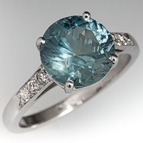 No Heat Montana Sapphire Engagement Ring w/ Accents Platinum
