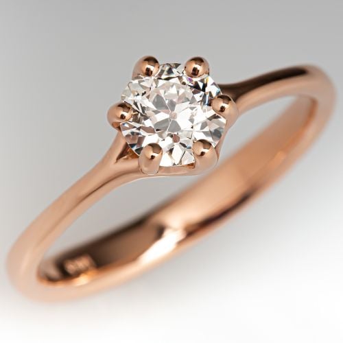 Diamond Solitaire Engagement Ring 14K Rose Gold .56ct J/SI1