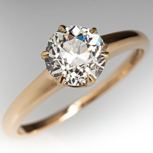 Old Euro Diamond Solitaire Engagement Ring Yellow Gold 1.25ct M/VVS2 GIA