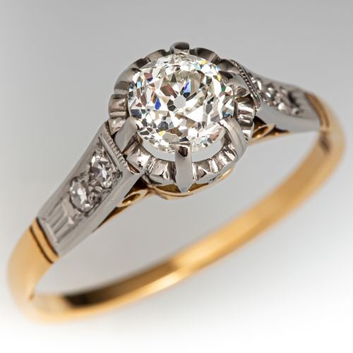 1940's Old European Cut Diamond Engagement Ring w/ Accents .66ct K/SI1