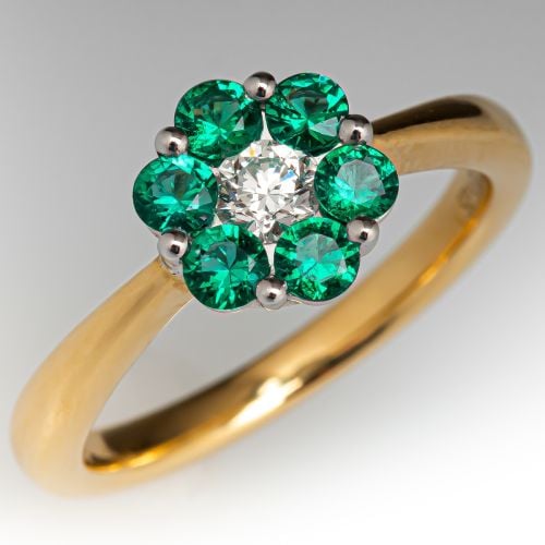 Spark Emerald & Diamond Ring 18K Two Tone Gold