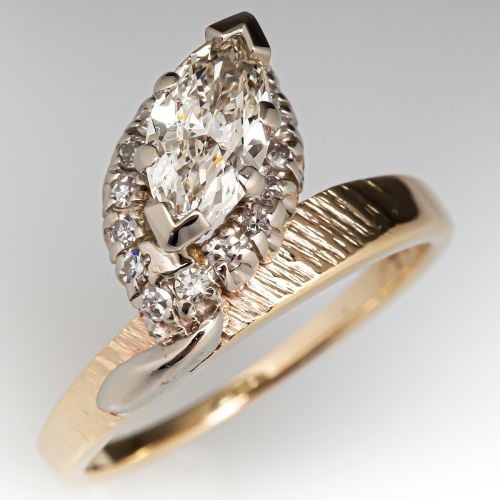 Marquise Diamond Ring w/ Accents 14K Yellow Gold .57ct L/VS1