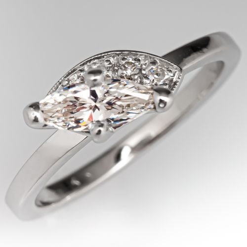 Marquise Diamond Engagement Ring 14K White Gold .34ct H/SI1