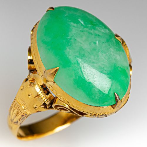 Vintage Jadeite Jade Ring 14K Yellow Gold