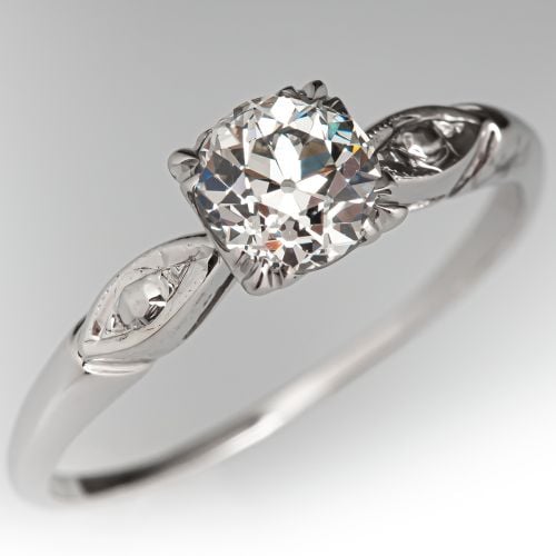 Vintage Old European Cut Diamond Engagement Ring .65ct H/VS1 GIA