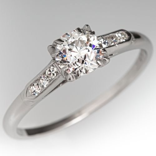 Antique Old European Cut Diamond Engagement Ring .68ct F/SI1 GIA