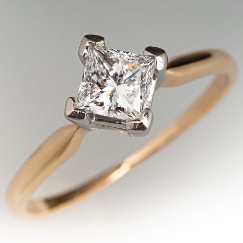 Princess Cut Diamond Engagement Ring .52ct E/SI1 GIA