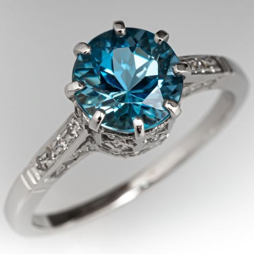 Santa Maria Aquamarine Ring w/ Diamond Accents Platinum