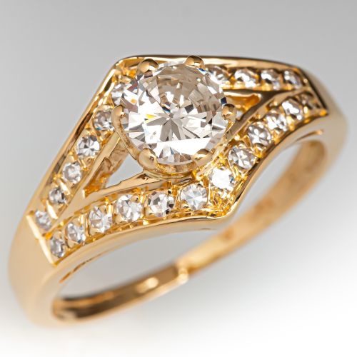 Diamond Engagement Ring 18K Yellow Gold .50ct K/SI1
