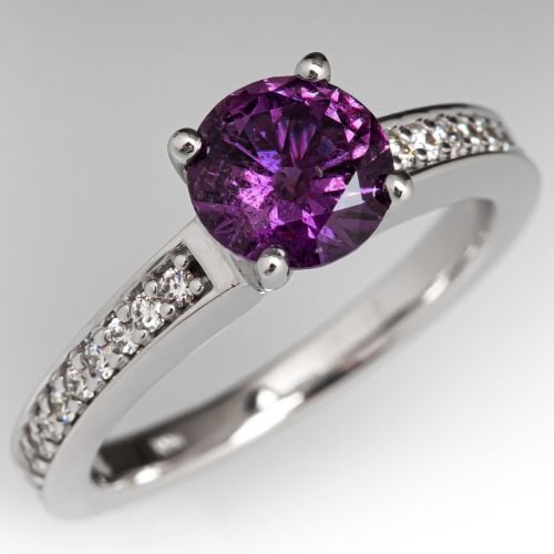 Gorgeous Color-Change Sapphire Ring 14K White Gold