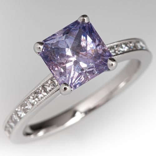 Beautiful Tanzanian Sapphire Engagement Ring 14K White Gold