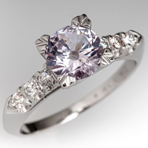 Gorgeous Violet Montana Sapphire Engagement Ring Platinum Vintage Mount