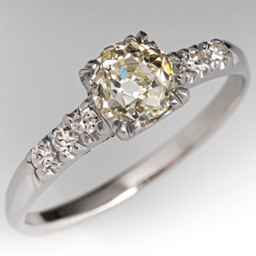 Antique Circa 1920's Diamond Engagement Ring Platinum/ 14K White Gold