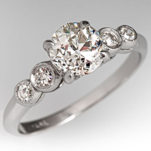 1920s Old Euro Diamond Engagement Ring Platinum .93ct J/VS2 GIA 