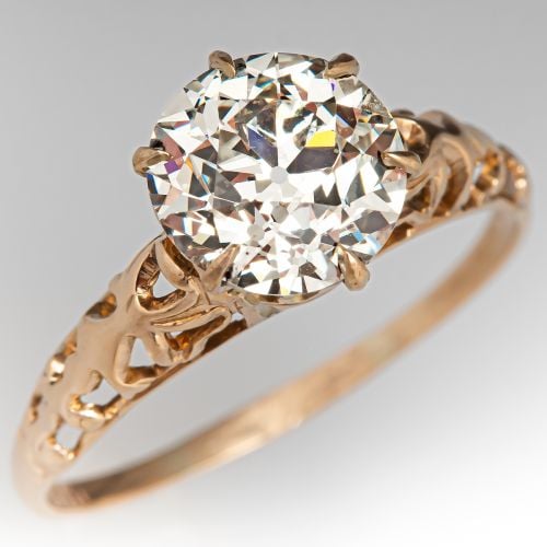 Late Victorian Diamond Engagement Ring 14K Yellow Gold 1.75Ct N/VS1 GIA 