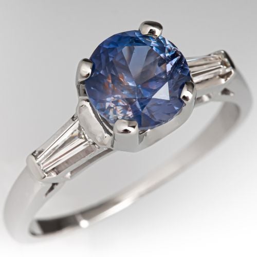 Unheated Tanzanian Sapphire Engagement Ring Platinum 