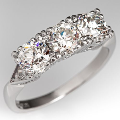 Vintage Three-Stone Diamond Ring Platinum