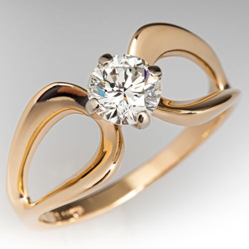 Custom Solitaire Diamond Engagement Ring 14K Yellow Gold .85ct L/VS2