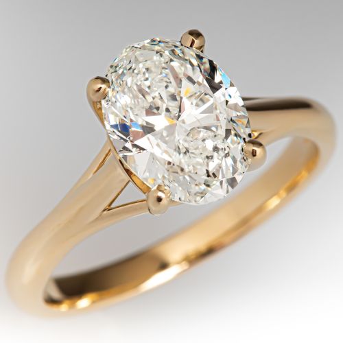 Oval Brilliant Cut Diamond Engagement Ring 14K Yellow Gold 2.01Ct K/SI2 GIA 