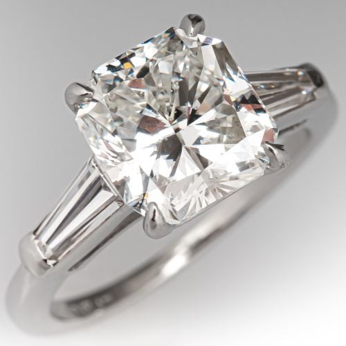 Fabulous Radiant Cut Diamond Engagement Ring Platinum 3.01Ct H/SI1 GIA