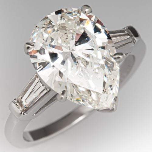 Stunning Pear Brilliant Diamond Engagement Ring 3.23Ct K/SI2 GIA