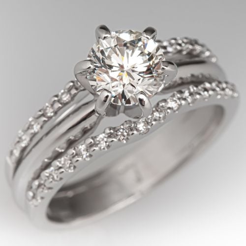 Beautiful Round Brilliant Diamond Bridal Set 14K White Gold