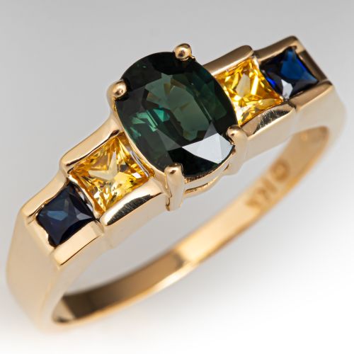 Multi-Color Sapphire Ring 14K Yellow Gold