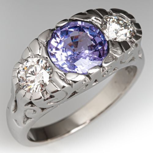 2 Carat Color Change Sapphire Ring 18K White Gold