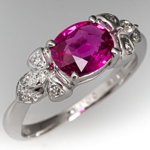 Beautiful  Pink Sapphire & Diamond Ring Platinum