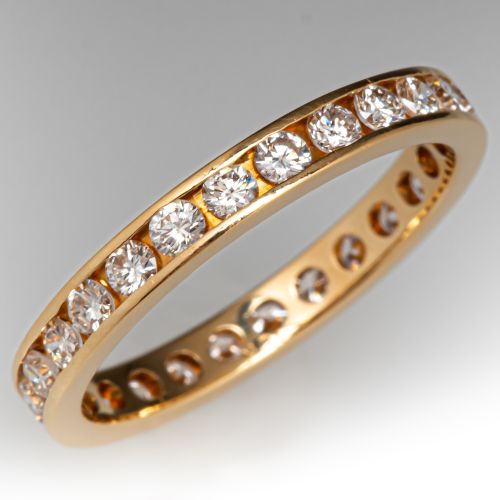 1 Carat Diamond Eternity Wedding Band Ring 18K Yellow Gold