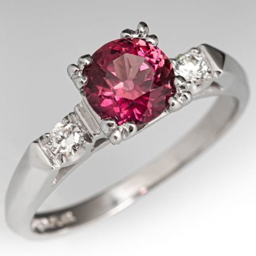 Vintage Wine Colored Sapphire Engagement Ring Platinum